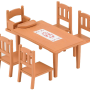 Купить Обеденный стол с пятью стульями Sylvanian Families ДЕФЕКТ УПАКОВКИ, 2933BRU по цене 650 руб. от производителя Epoch, Бренд: Sylvanian Families