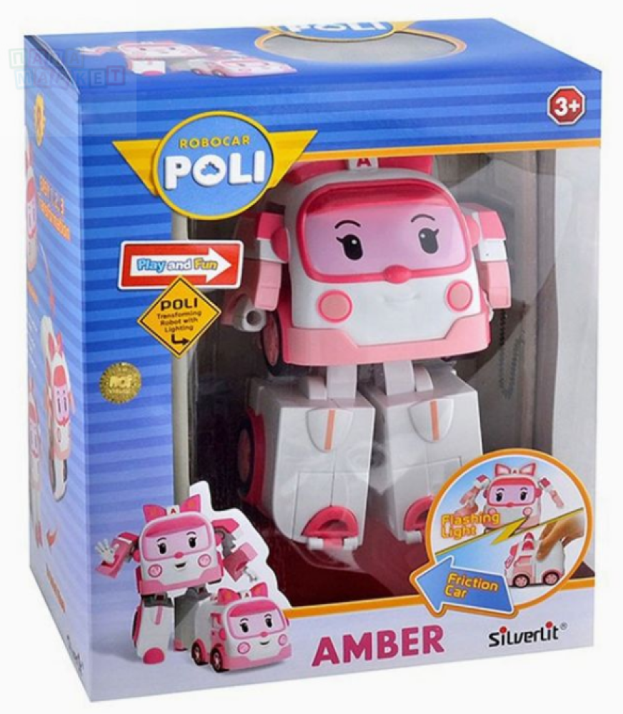 Купить игрушки Robocar Poli трансформер Эмбер (12,5 см) + инструменты, с подсветкой, 83095 по цене 1 231 руб. от производителя Silverlit, Бренд: Poli Robocar